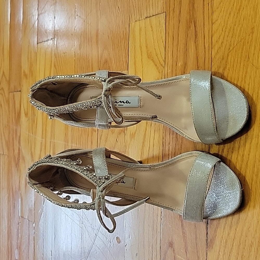 Silver heeled sandals